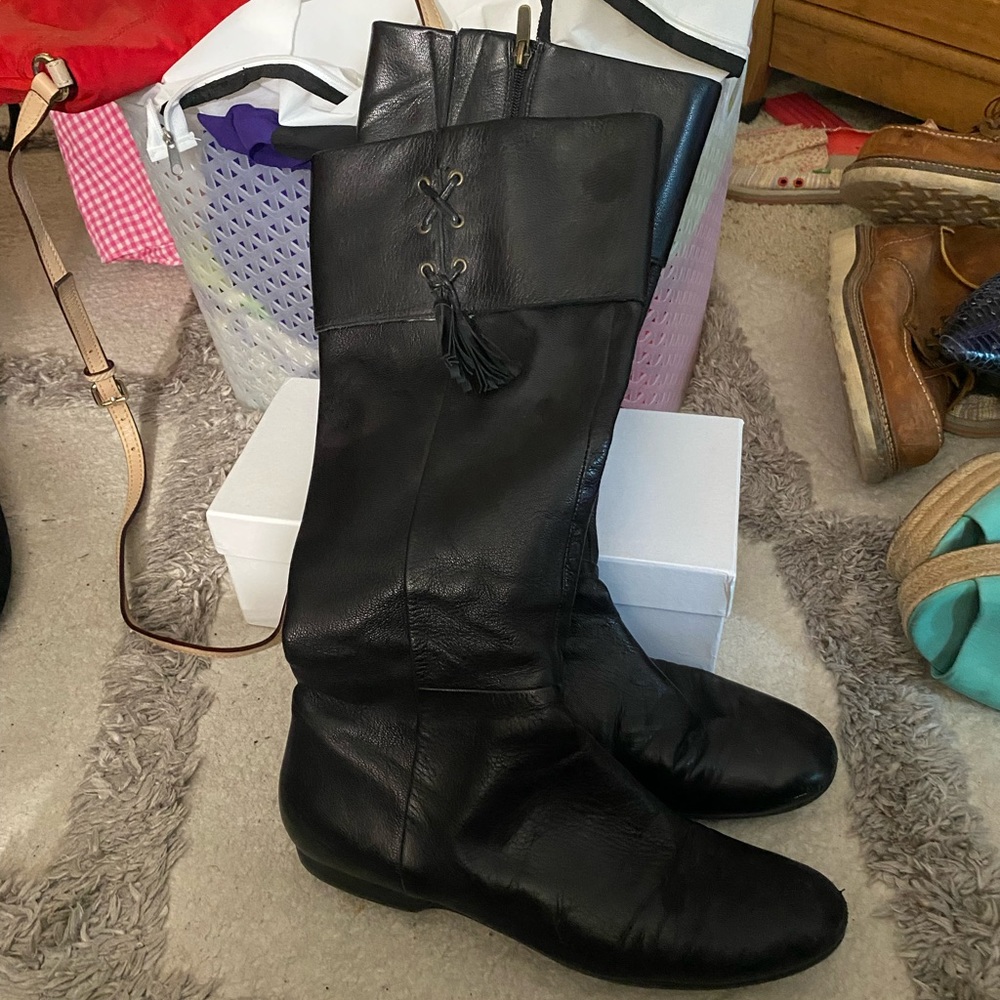 Enzo Angiolini Black Leather Boots Size 10
